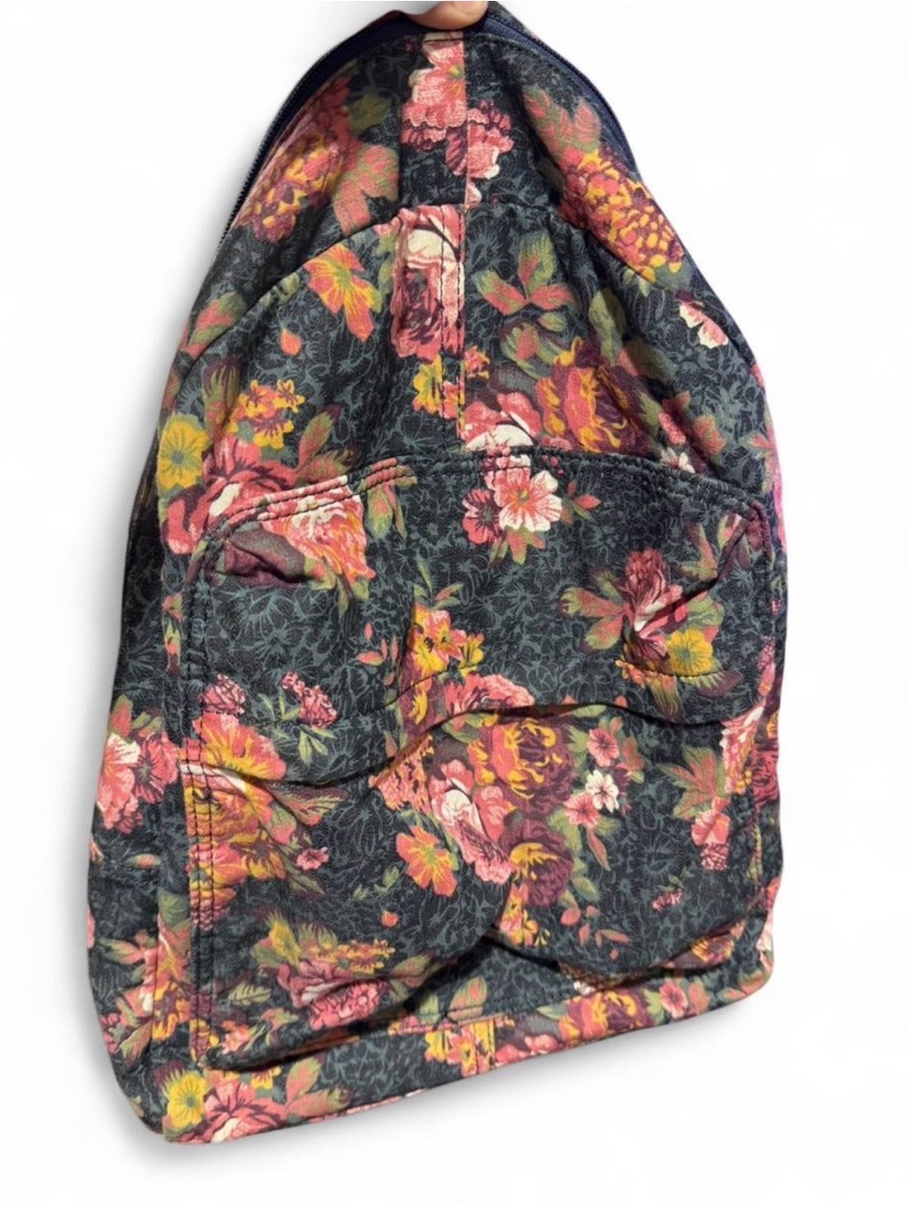BDG Floral Quilted Backpack - Pink, Yellow, Green on Black